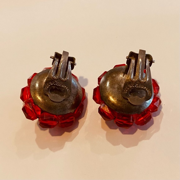 Vintage West Germany Cherry Red Clip On Earrings & Neclace - Picture 5 of 5